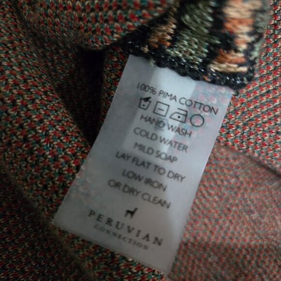 Peruvian Connection Floral Dress Black Tapestry Jacquard Long Sleeves Long Small - Picture 7 of 15